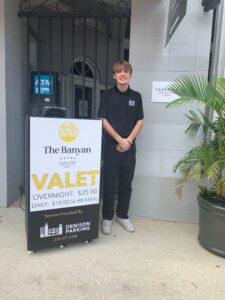 A valet parking employee at The Banyan Hotel